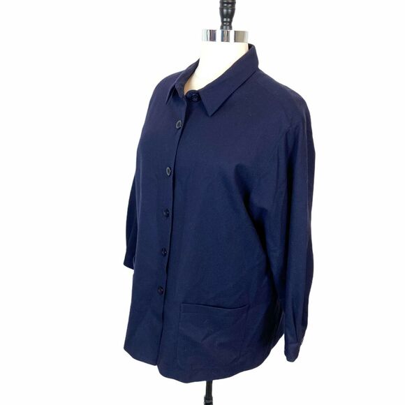 Requirements Car Coat Jacket Vintage Women's Navy Blue Button Front Size 22 W - Picture 3 of 9